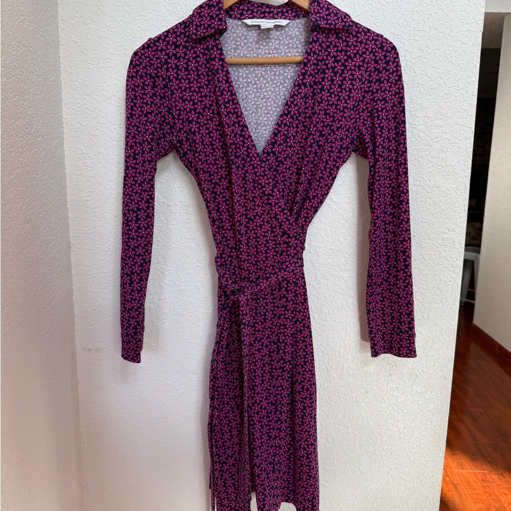 Diane Von Furstenberg Purple Floral Wrap Dress